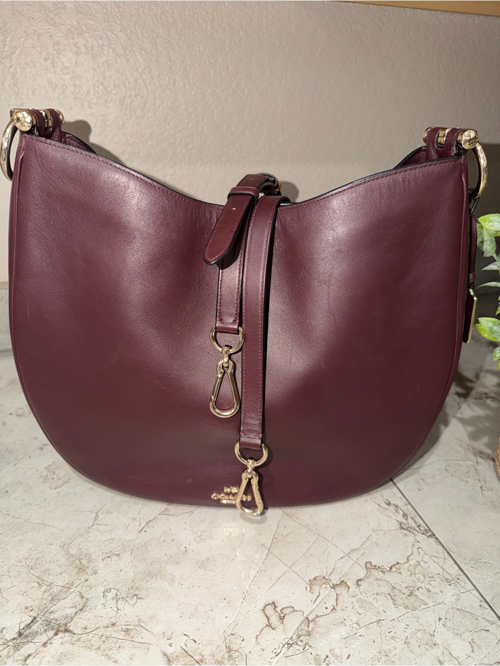 Coach Nomad Burgundy Leather Hobo with Gold Hardware - Picture 2 of 15